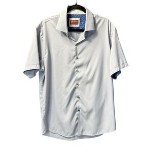 Consequence Mens Large Button Down Short Sleeves Shirt Gray